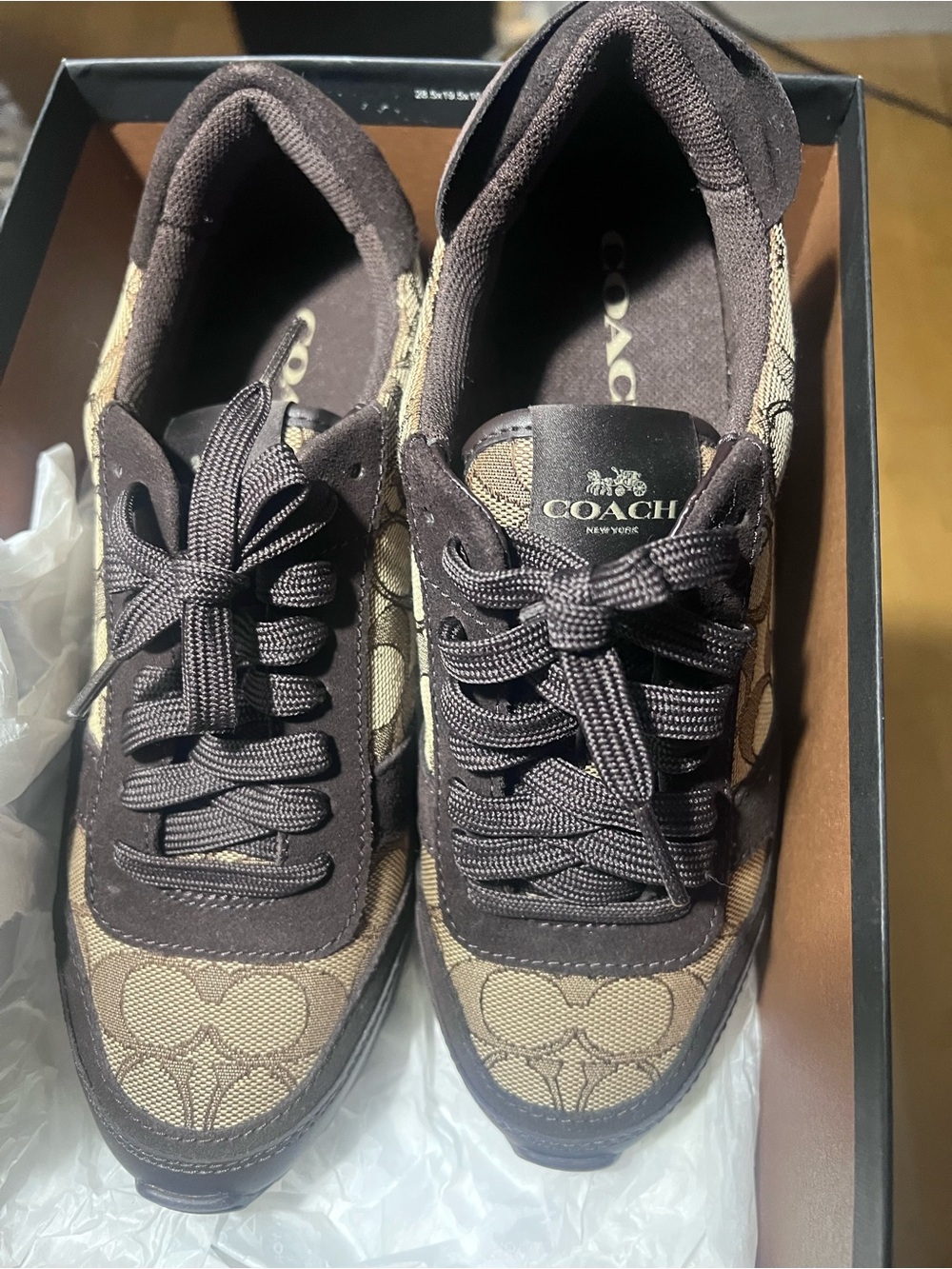Coach Brown and Tan Signature Logo Sneakers